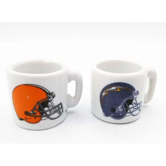 Miniature NFL Mugs Team Helmet Collectible Pair Browns Chargers Vintage 1.25 In - Picture 3 of 16